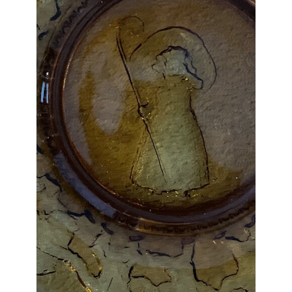 Set of 3 Vintage Amber Glass Nursery Rhyme Plates – 6.5” – Little Bo Peep, Hey D - Picture 7 of 8